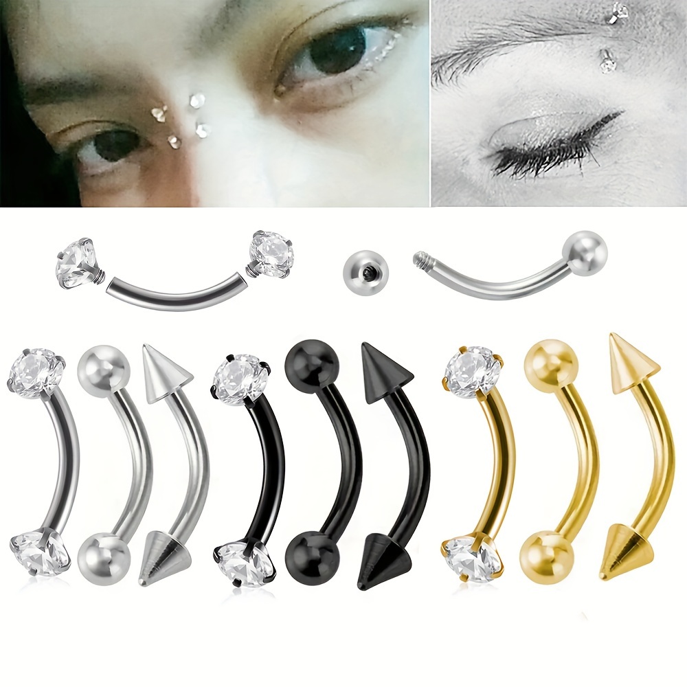 Eyebrow Curved Barbell - 3szt 16G Kolczyki Rook ze stali
