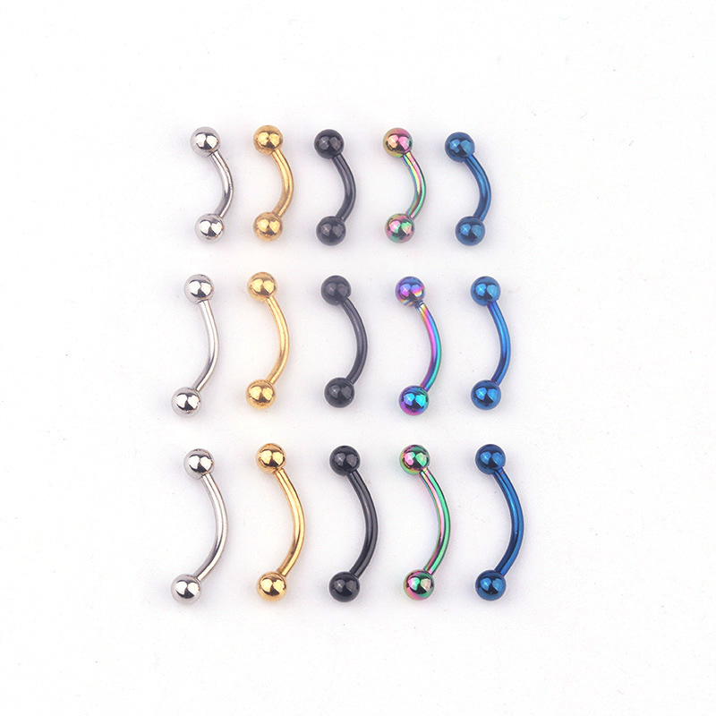 Eyebrow Curved Barbell - 5 sztuk/partia 16G 316L Stal Nierdzewna