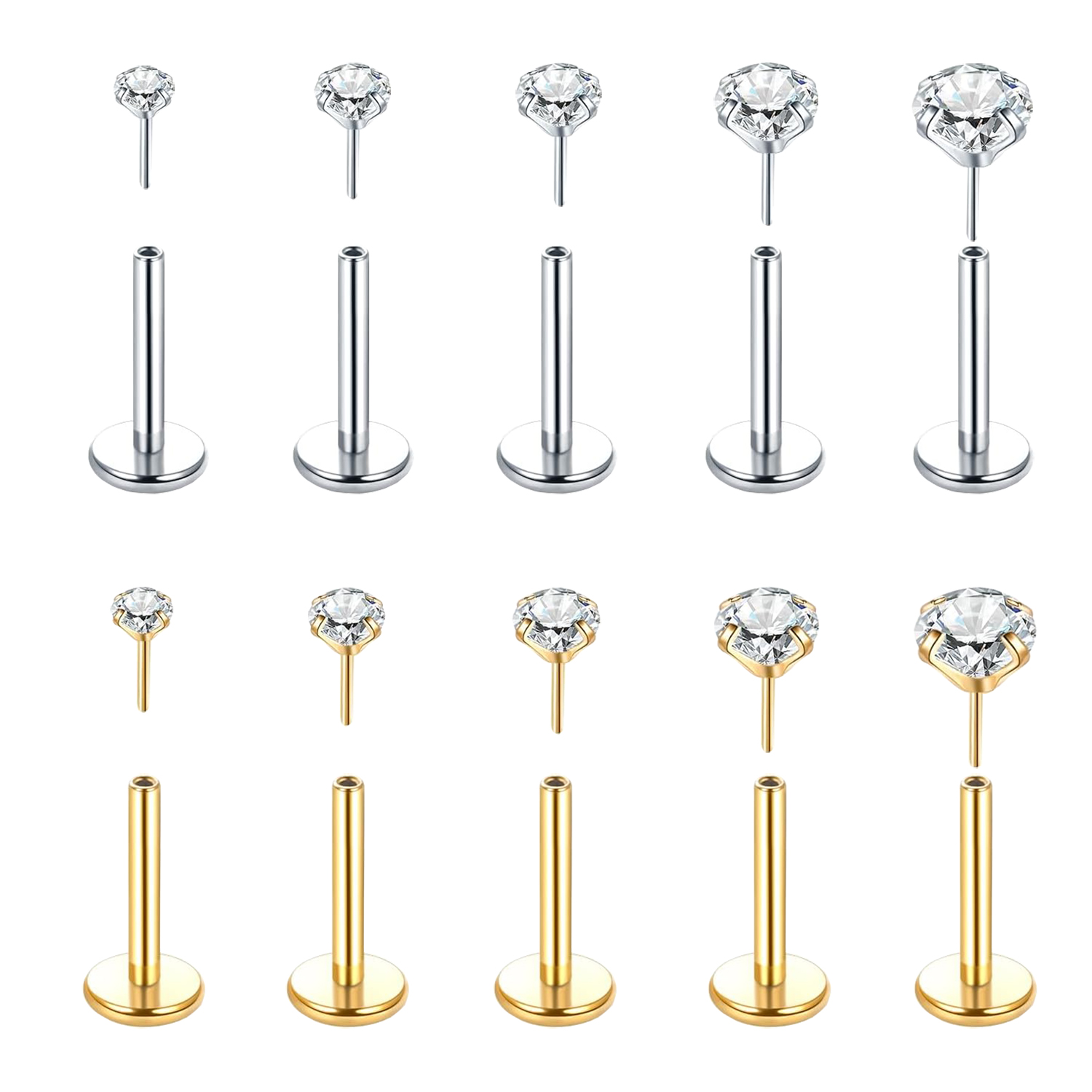 Body Jewelry Threadless - 5 sztuk bezgwintowe Push In ucho