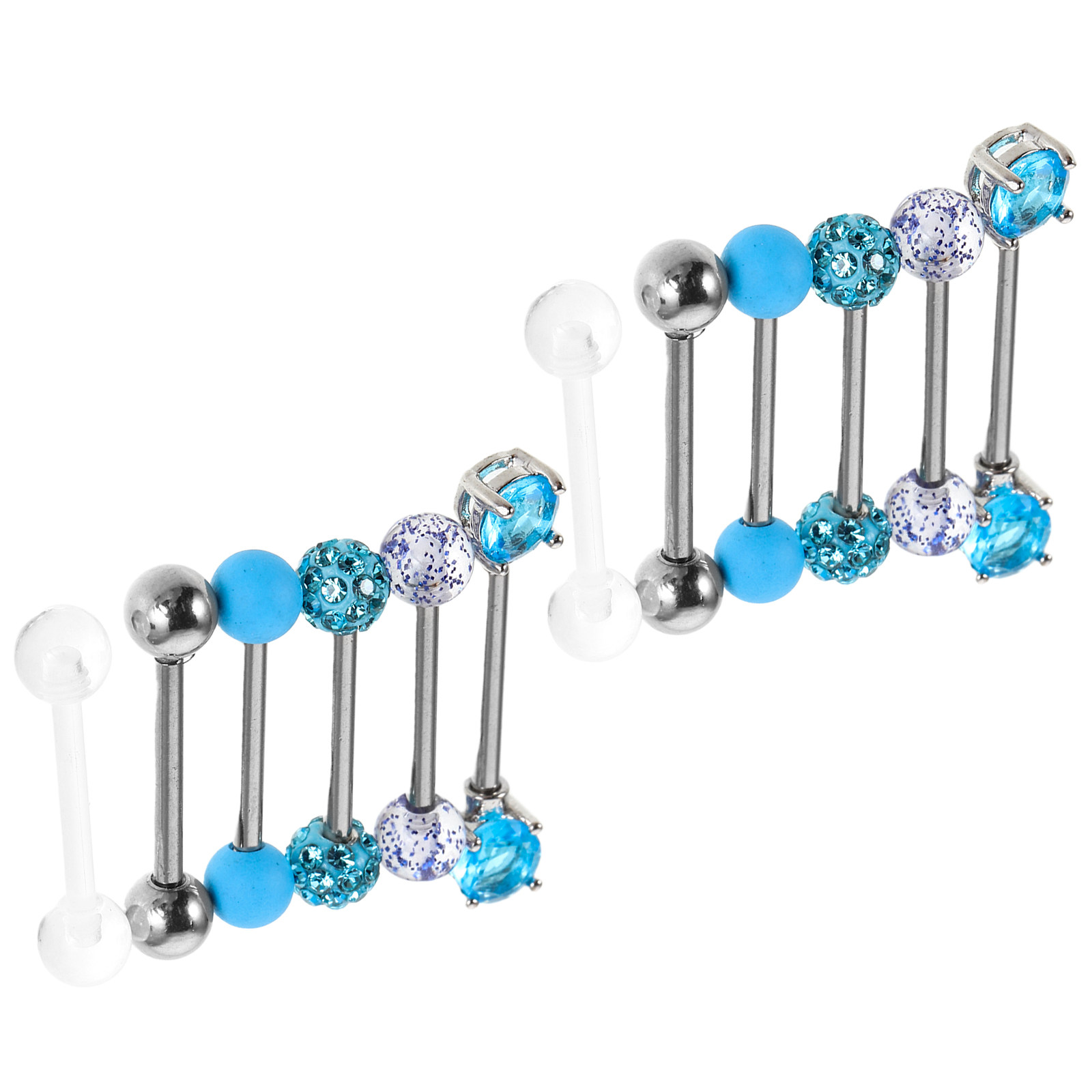 Body Jewelry For Sensitive Skin - 12 szt. Kryształowe kolczyki do języka