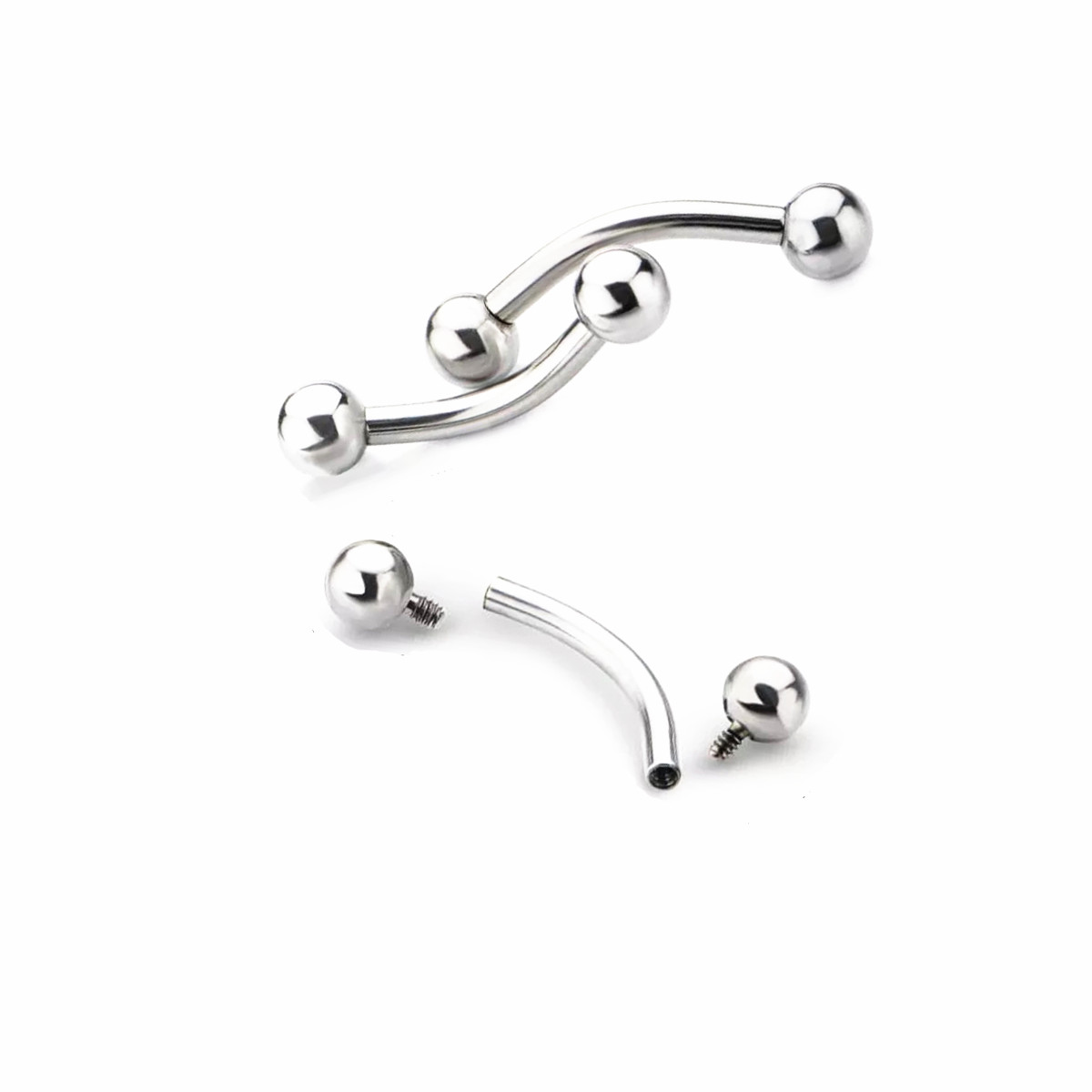 Eyebrow Curved Barbell - 10 szt. Tytan ASTM F136 14G