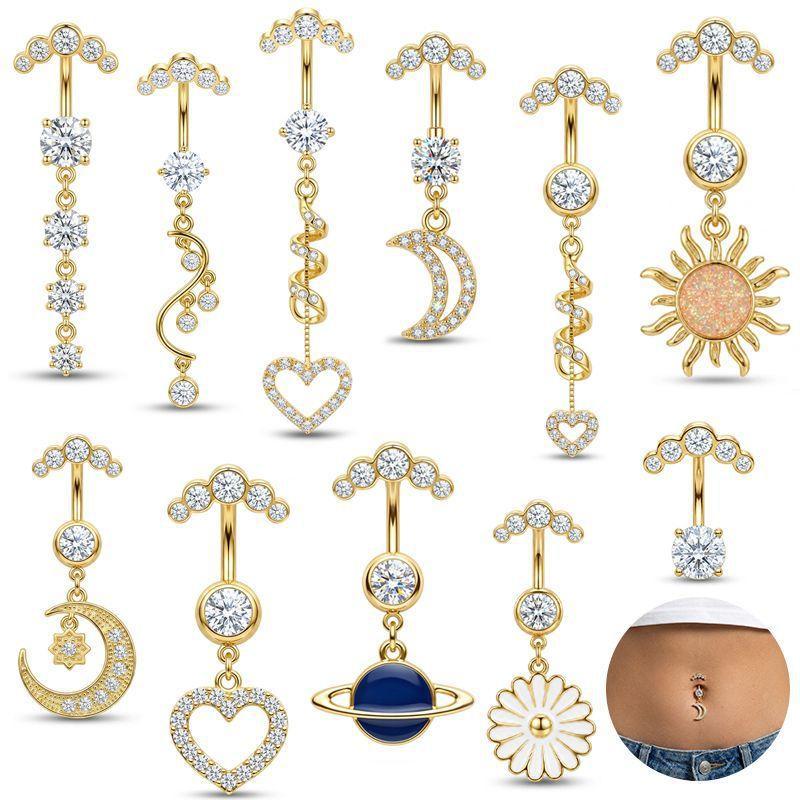 Body Jewelry For Sensitive Skin - 5 szt. Kolczyki do pępka ze