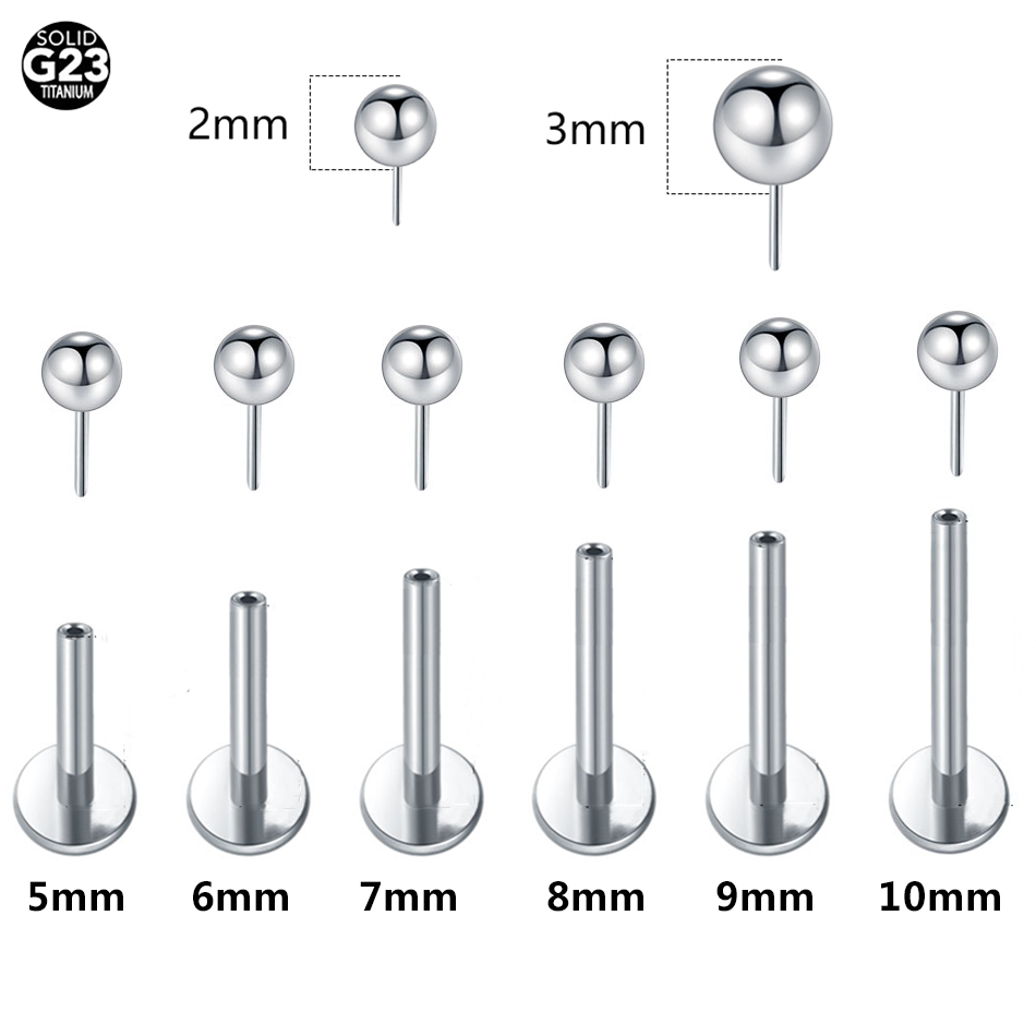 Body Jewelry Threadless - 1/10szt Tytanowe kulki wciskane Labret Piercing