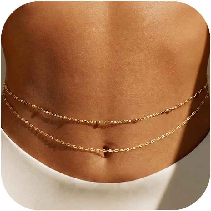 Body Jewelry Waterproof - Pozłacany 14-karatowym złotem łańcuszek na talię