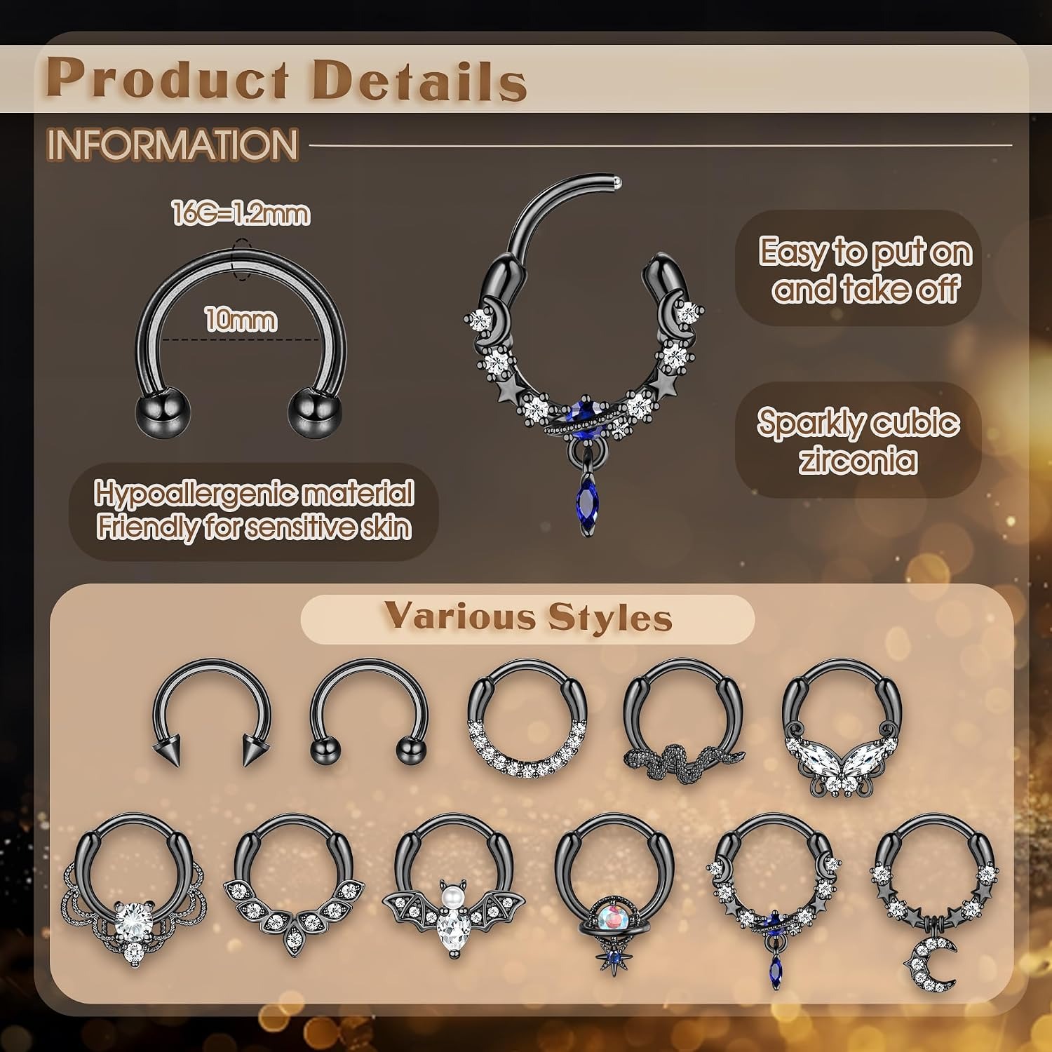 Kolczyki do przegrody nosowej  – Body Jewelry For Sensitive Skin recenzja i cena