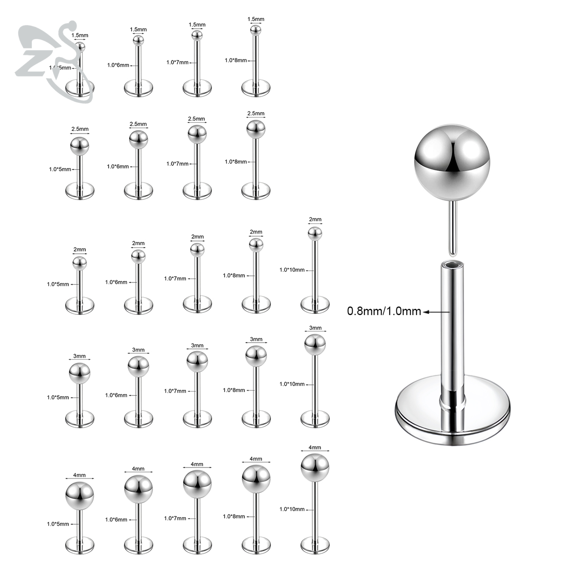 ZS 10 sztuk/partia Kolczyk Lab – Body Jewelry Threadless recenzja i cena