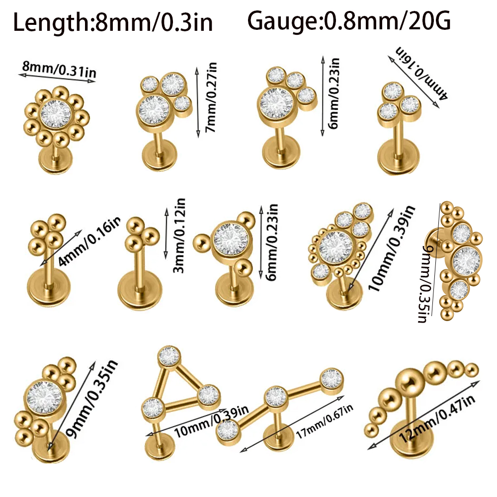 1PC pozłacane stalowe Cz Labre – Body Jewelry Threadless recenzja i cena