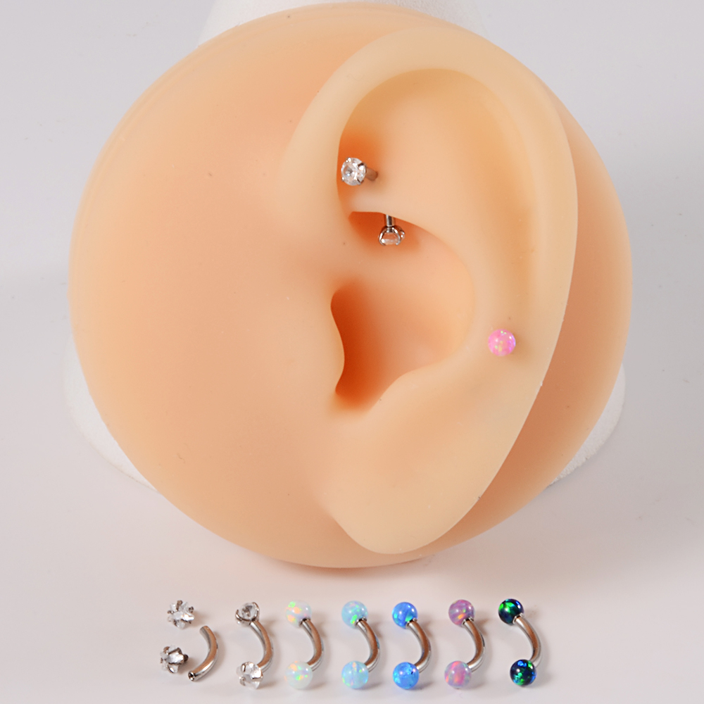 1PC G23 Titanium CZ Wewnętrzni – Eyebrow Curved Barbell recenzja i cena