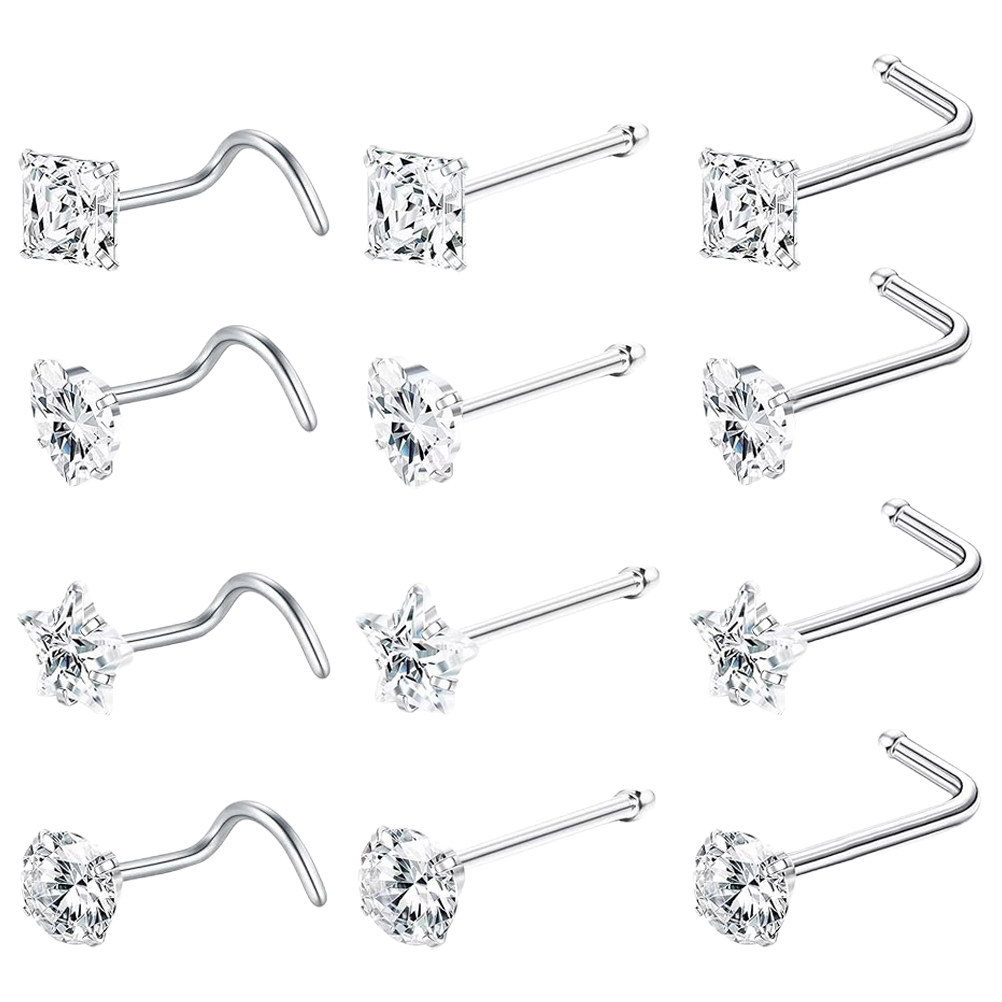 12 sztuk kolczyków do nosa, st – Body Jewelry For Sensitive Skin recenzja i cena