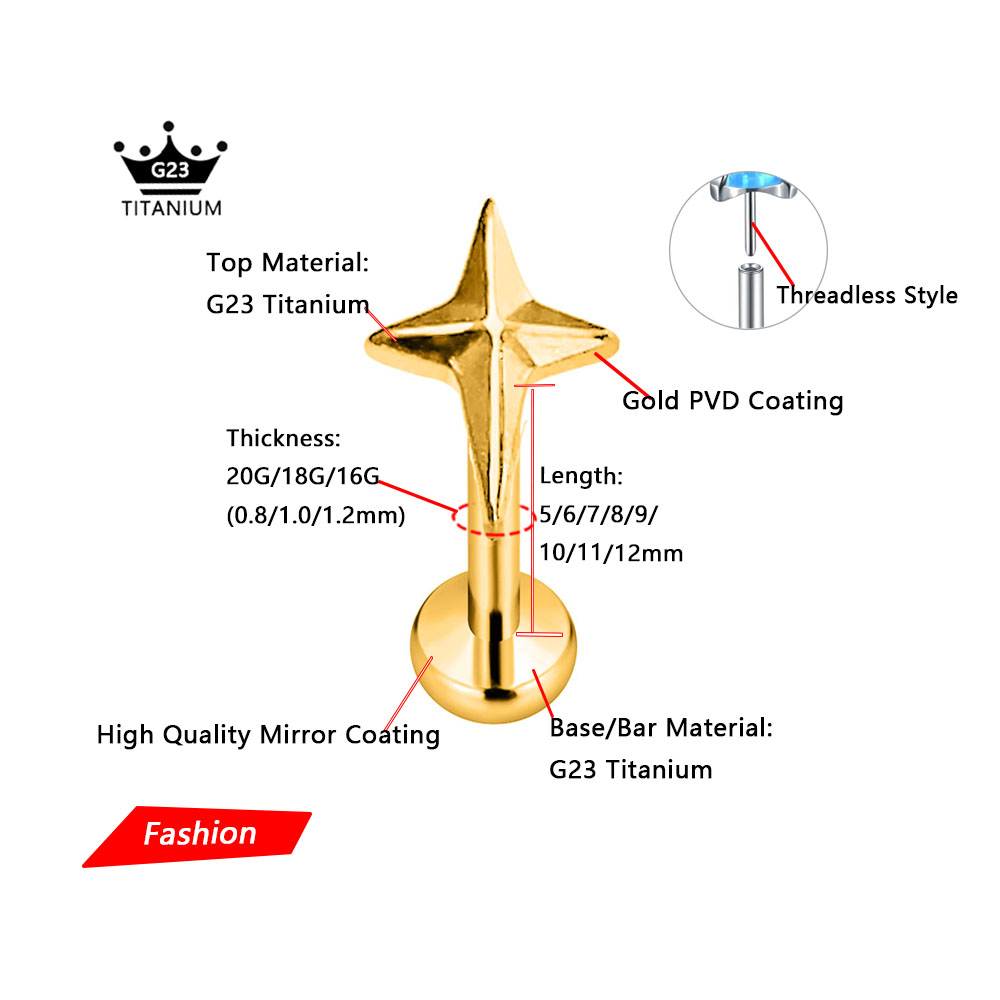 ASTM F136 G23 Titanium Star Cr – Body Jewelry Threadless recenzja i cena