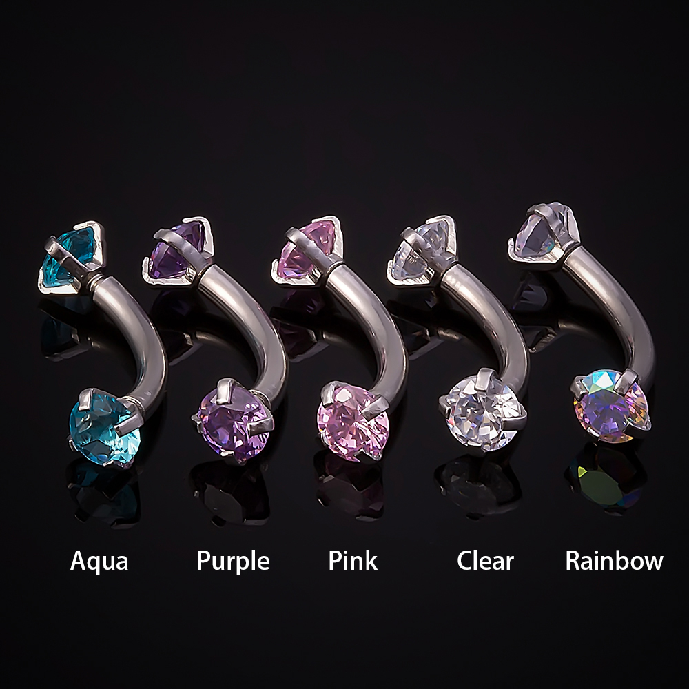 1pc stali cyrkonia brwi Pierci – Eyebrow Curved Barbell recenzja i cena