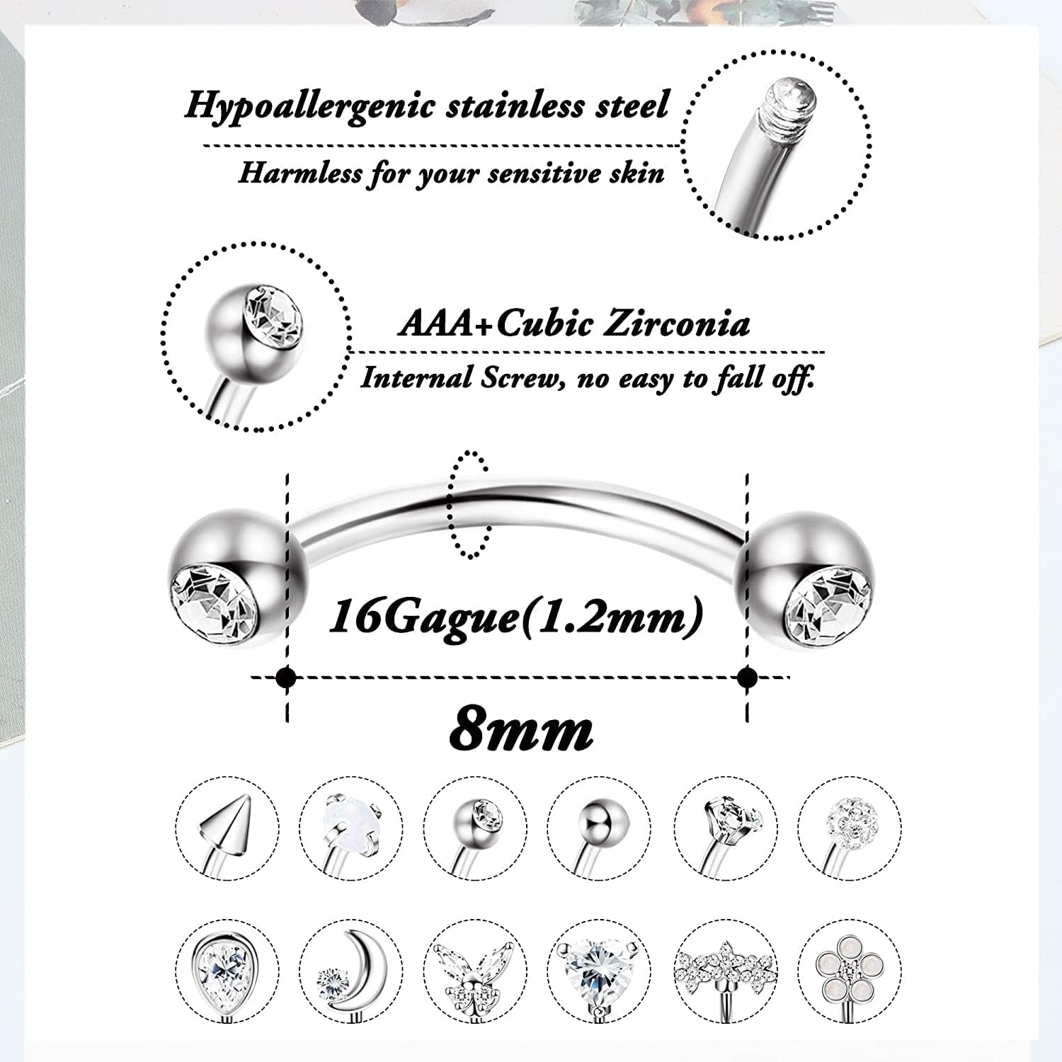 Bobisty 1 szt. Zakrzywiony szt – Eyebrow Curved Barbell recenzja i cena