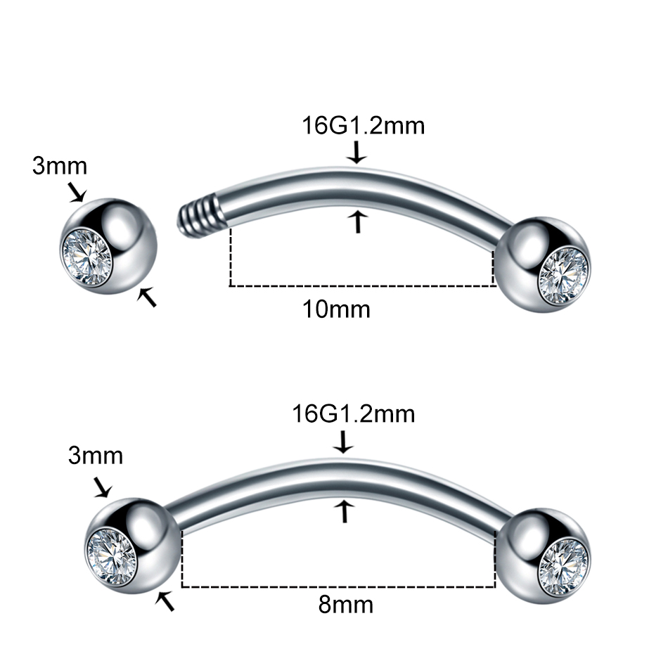 1PC kryształ ze stali nierdzew – Eyebrow Curved Barbell recenzja i cena